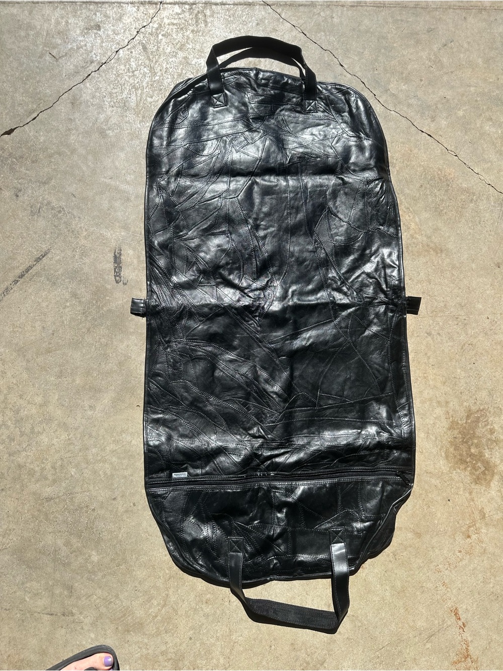 Black Faux Leather Garment Bag - Travel Luggage Cover